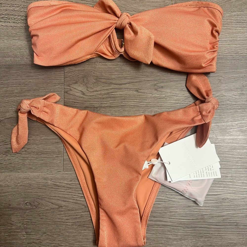 Zimmermann Pattie Shimmer Bikini Set In Apricot Size AU 0 - Picture 2 of 4